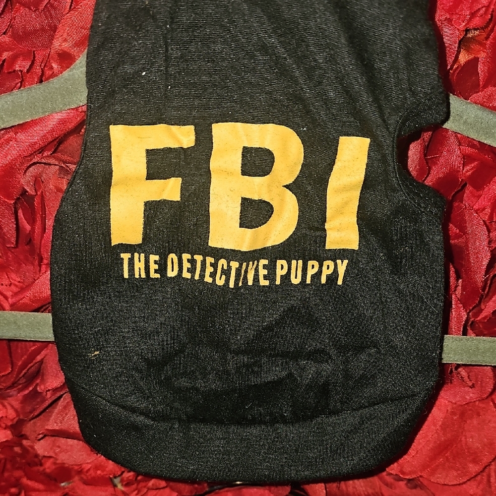 Dog Shirt with Yellow & Black FBI Detective Print Size Xsmall